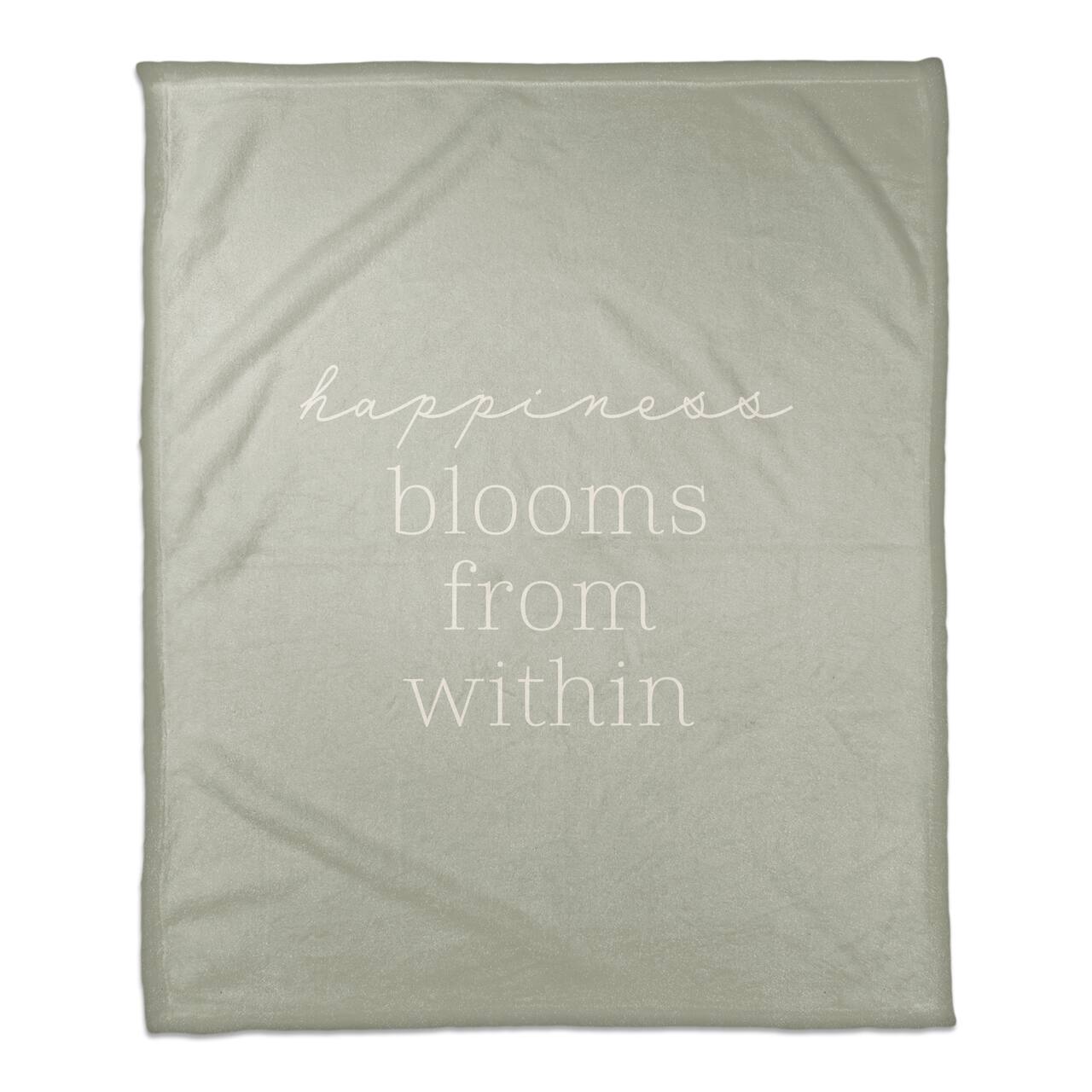 50" x 60" Sage Happiness Blooms From Within Coral Fleece Throw Blanket